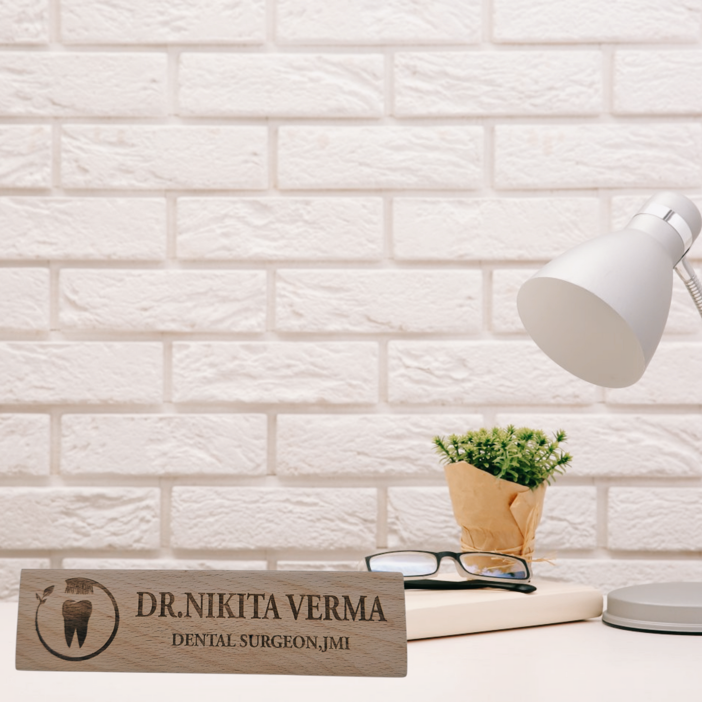 Wooden Desk Nameplate for Doctor, Advocate, CA, Architect, IAS